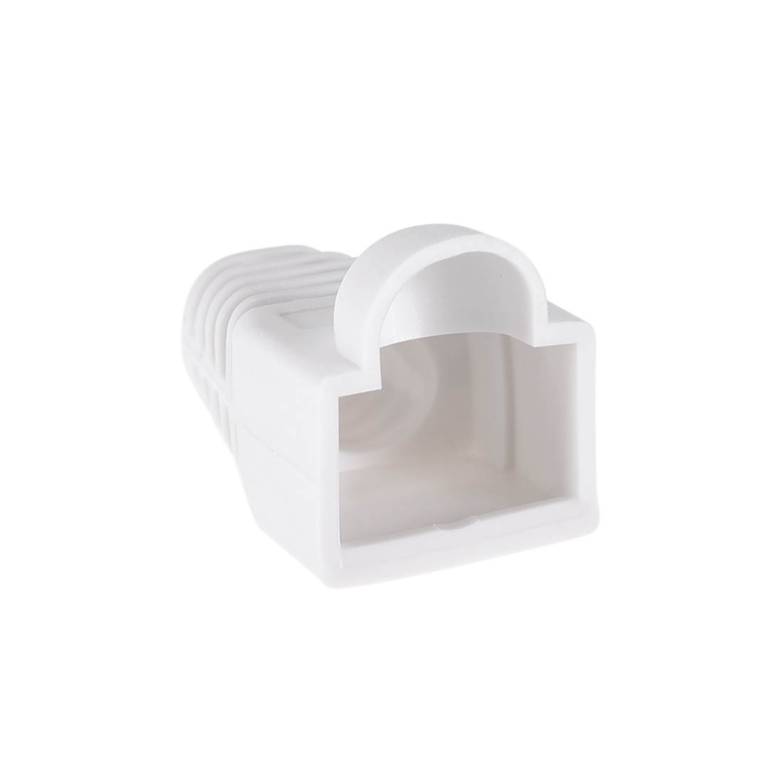 RJ45 Boots Cover Anti Dust Protector for Network Cable Cat5 Cat5E Cat6 6mm Hole Dia White Plastic 50Pcs