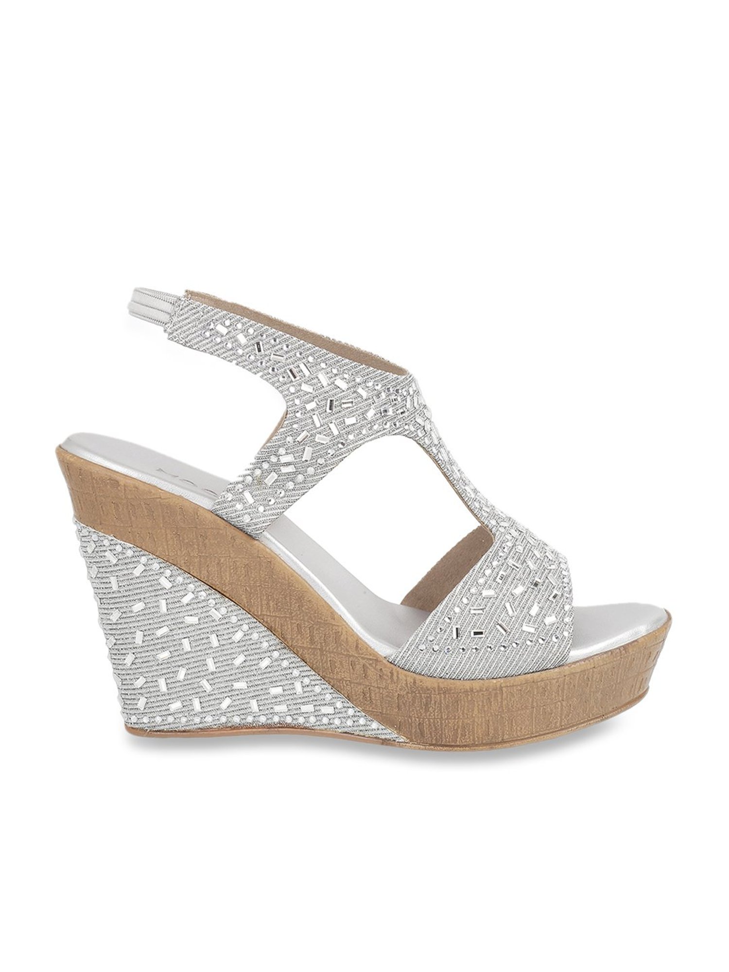 Mochi Women's Silver Sling Back Wedges