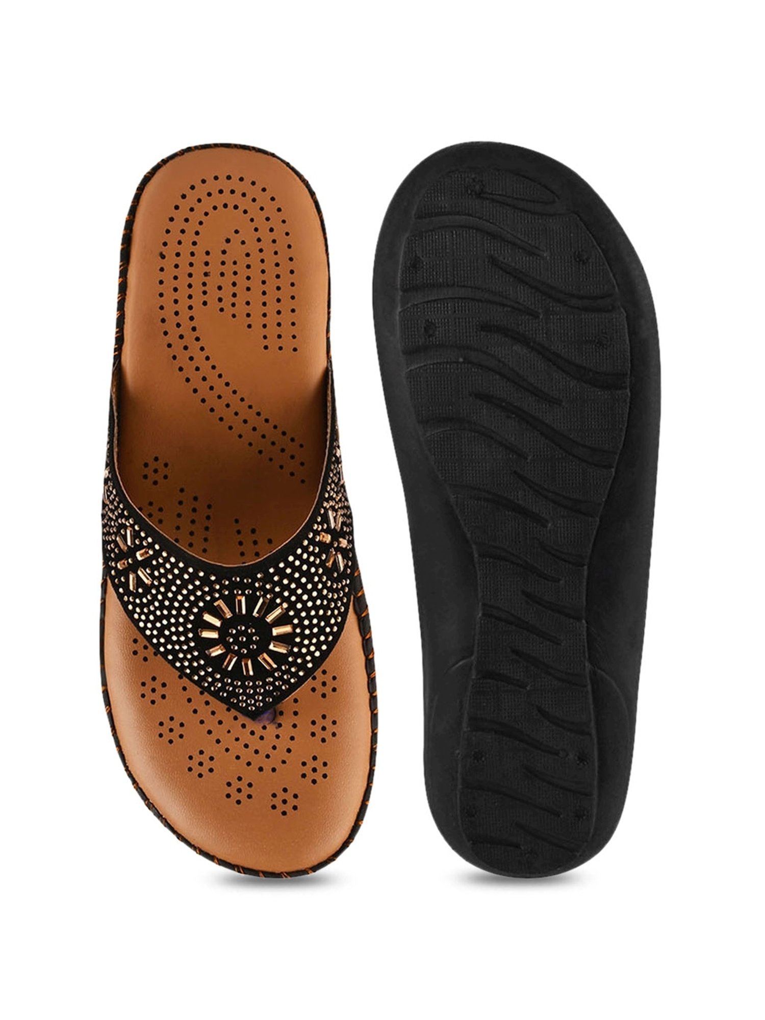 The White Pole Women's Black Thong Sandals