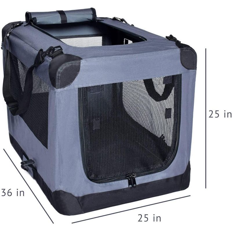 Arf Pets 36 in. Pet Dog Travel Carrier with Straps  - Soft Sided 3 Door Folding Crate