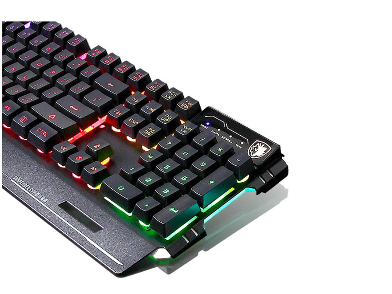 SADES Anivia K8 Gaming Keyboards Blademail Wired USB Keyboards for Pc/Mac gamers, 19 non-conflict keys, 7 colors Backlit, Metal Material