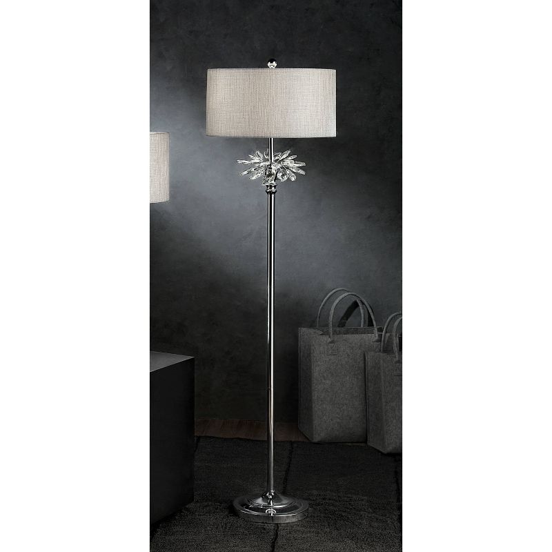62.25" Traditional Metal Floor Lamp with Crystal Accents Silver - Ore International