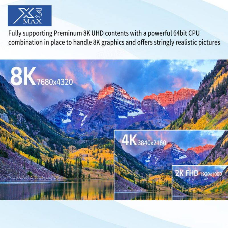 Android 9.0 TV Box, Smart Android TV BOX 4GB 64GB Media Player Support Dual-band 2.4G/5G WIFI/8K/3D/HDR Set-top Box Media Player