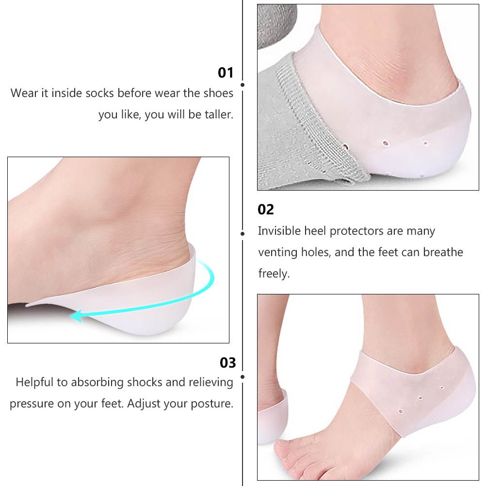 1 Set Height Increase Insole Increase Lifting Socks Heel Protector With Holes