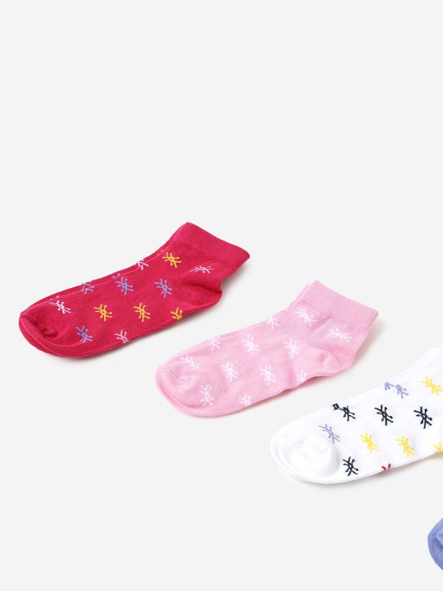 Skechers Crew Multicolor Printed Socks for Girls - Pack of 3