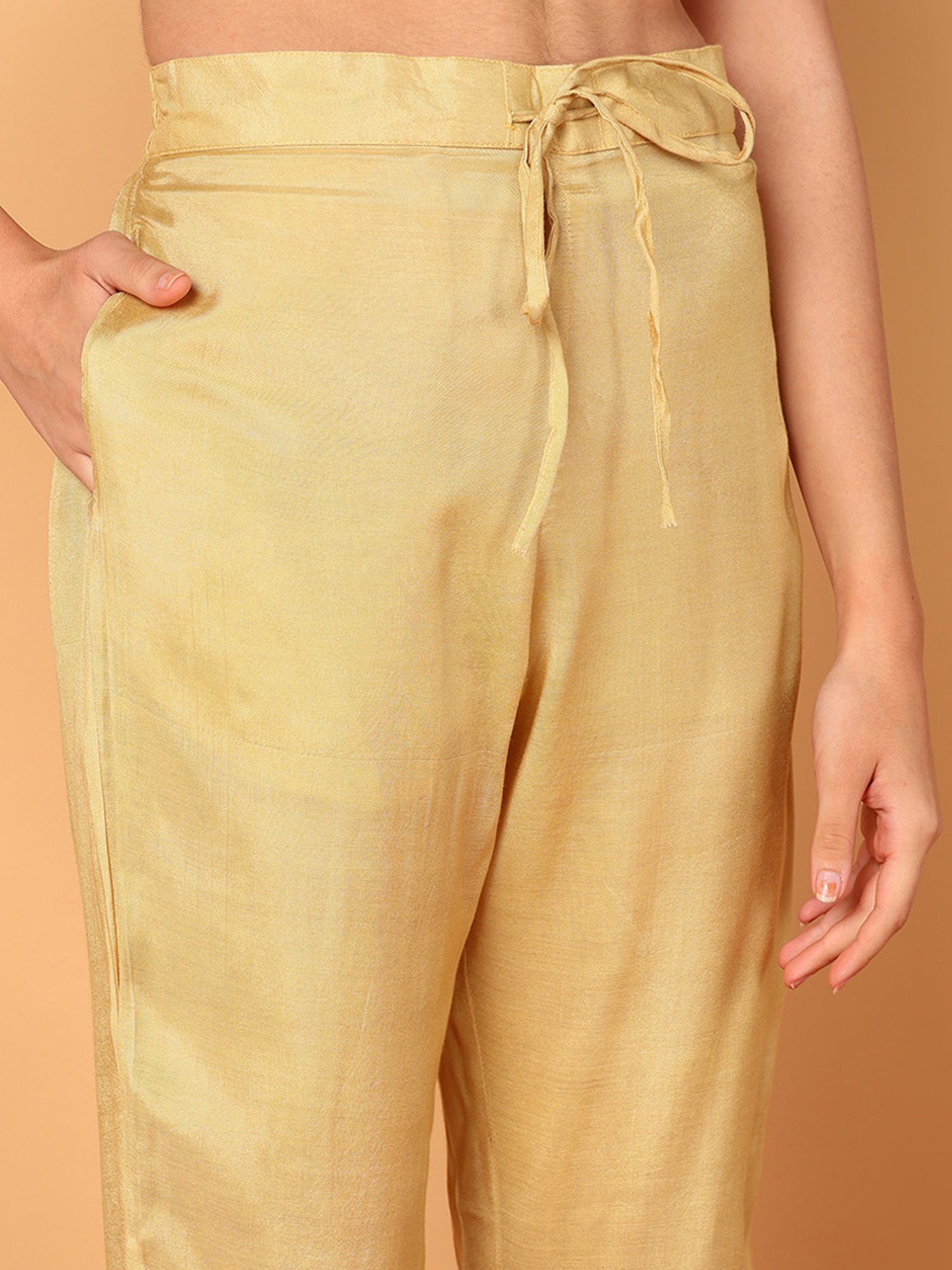 Vaamsi Yellow Embroidered Kurta Pant Set With Dupatta