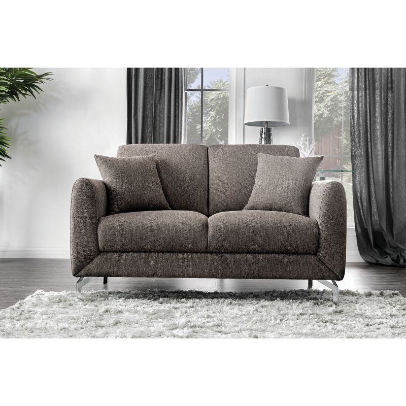 Druld Tufted Loveseat Tufted Leather Brown - Inspire Q