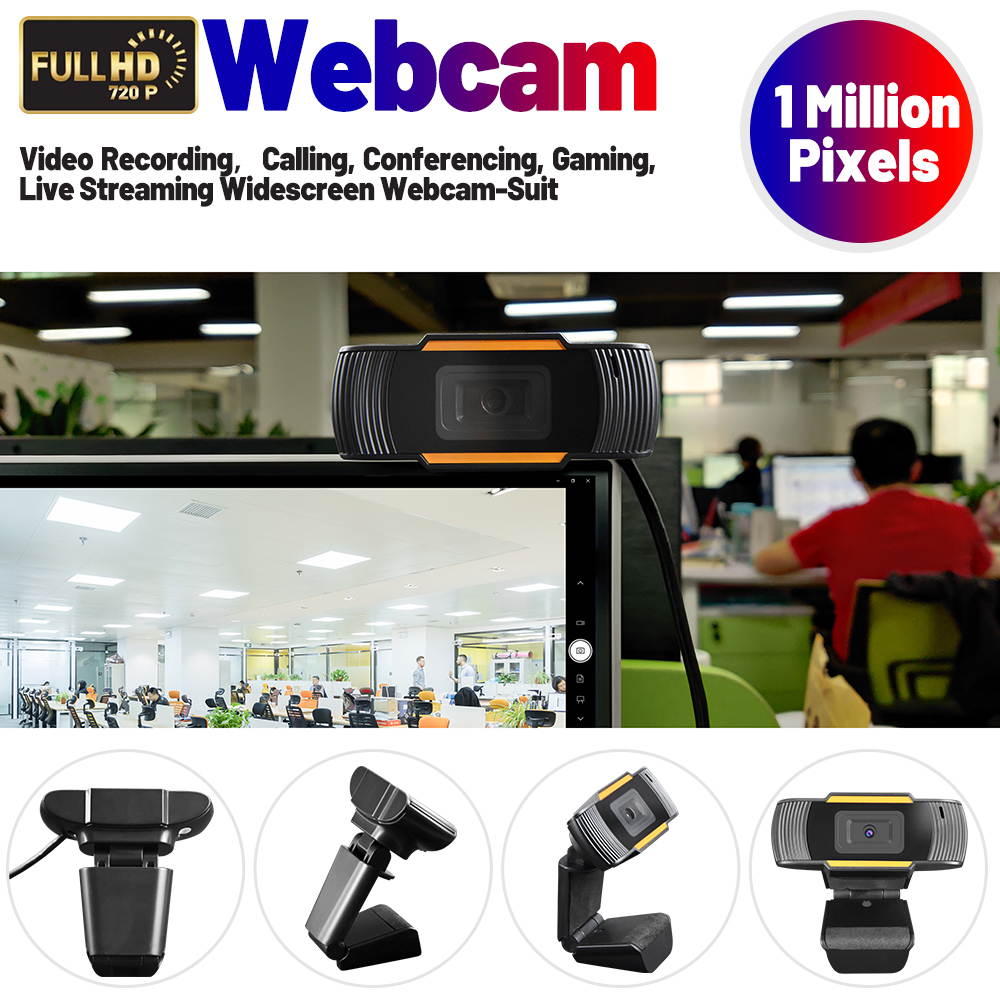 720P USB Web Cam Webcam HD Adjustable Autofocus 12MP PC Camera Video Web Cam Built-in Mic for Desktop Laptop