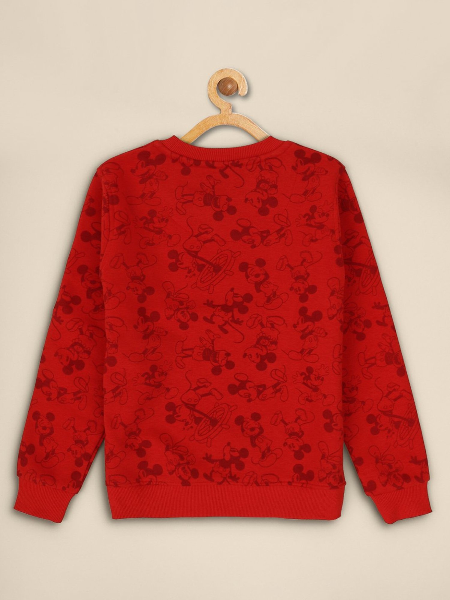 Kidsville Mickey & Friends Printed Regular Fit Red Sweatshirt For Boys