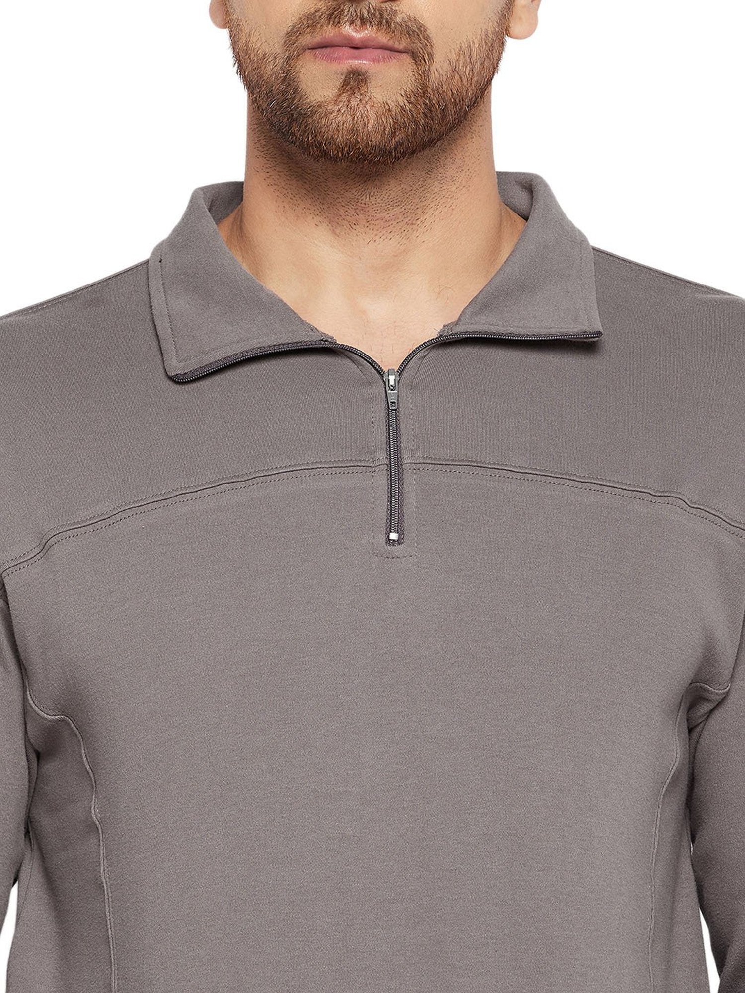 Hypernation Grey Relaxed Fit Cotton Polo T-Shirt