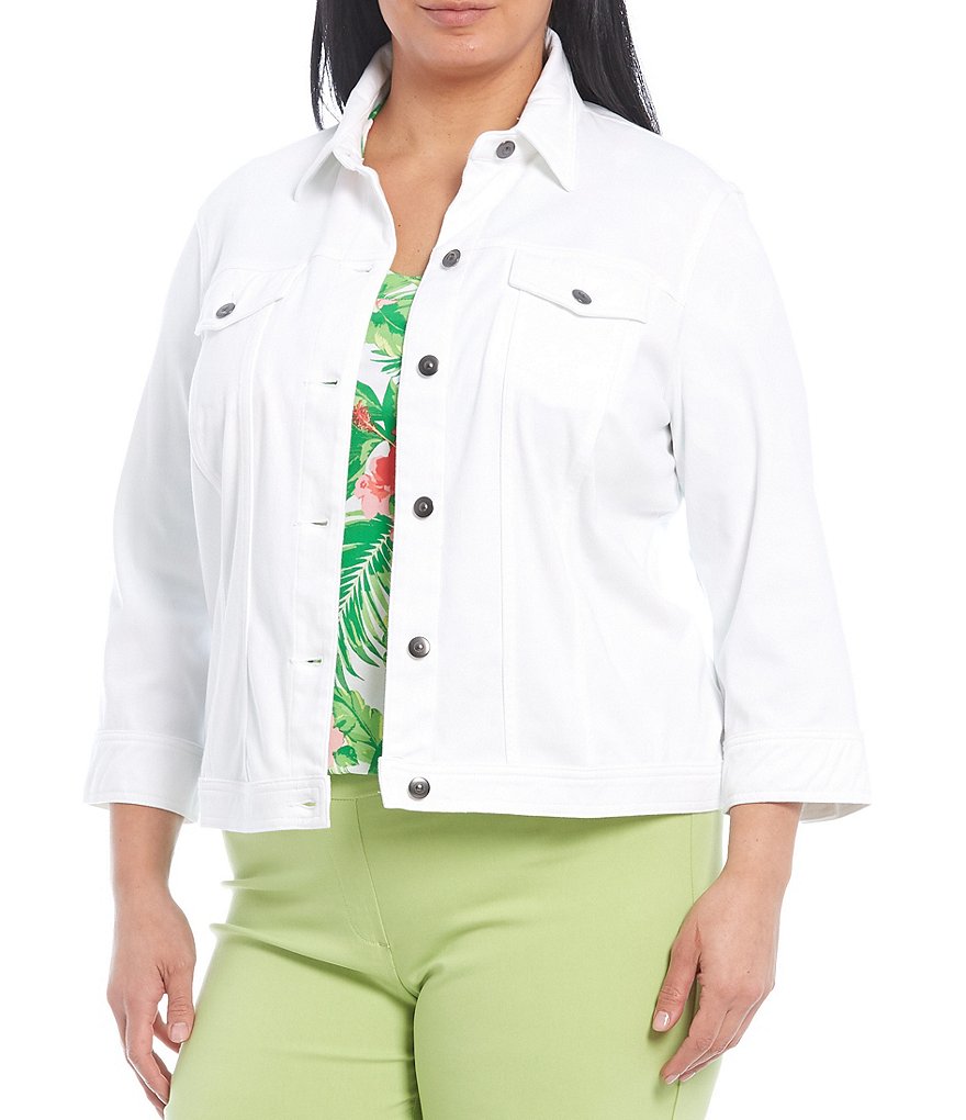 Ali Miles Plus Size Mixed Animal Print Open-Front Drop Needle Onion Skin Jacket