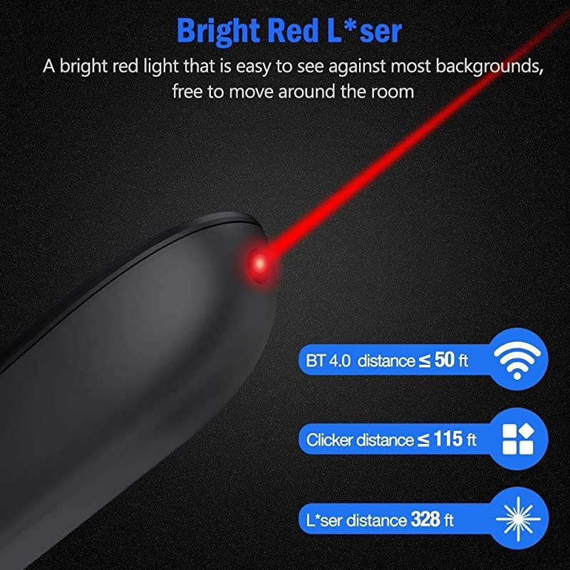 for Bluetooth Powerpoint Presentation Clicker RF 24GHz PPT Wireless Presenter Presentation Remote Powerpoint Clicker Remote for MacWindowsKeynoteComputer Not for iPad