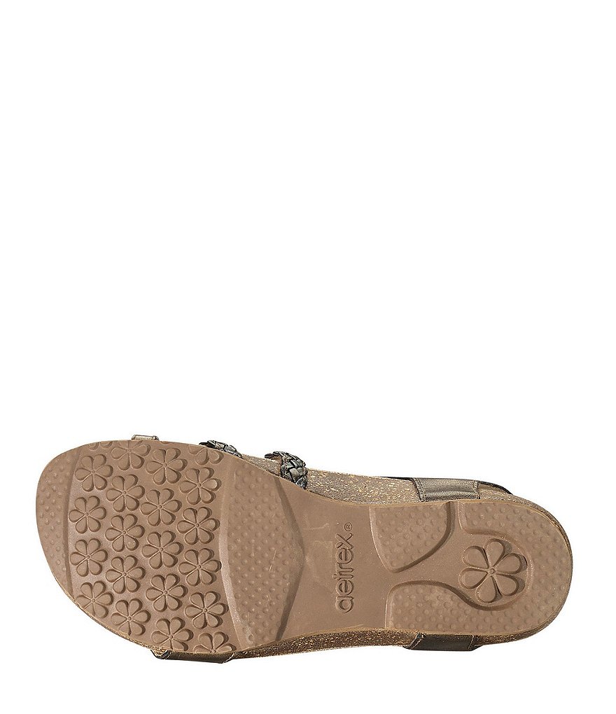 Aetrex Jillian Braided Leather Cork Wedge Sandals
