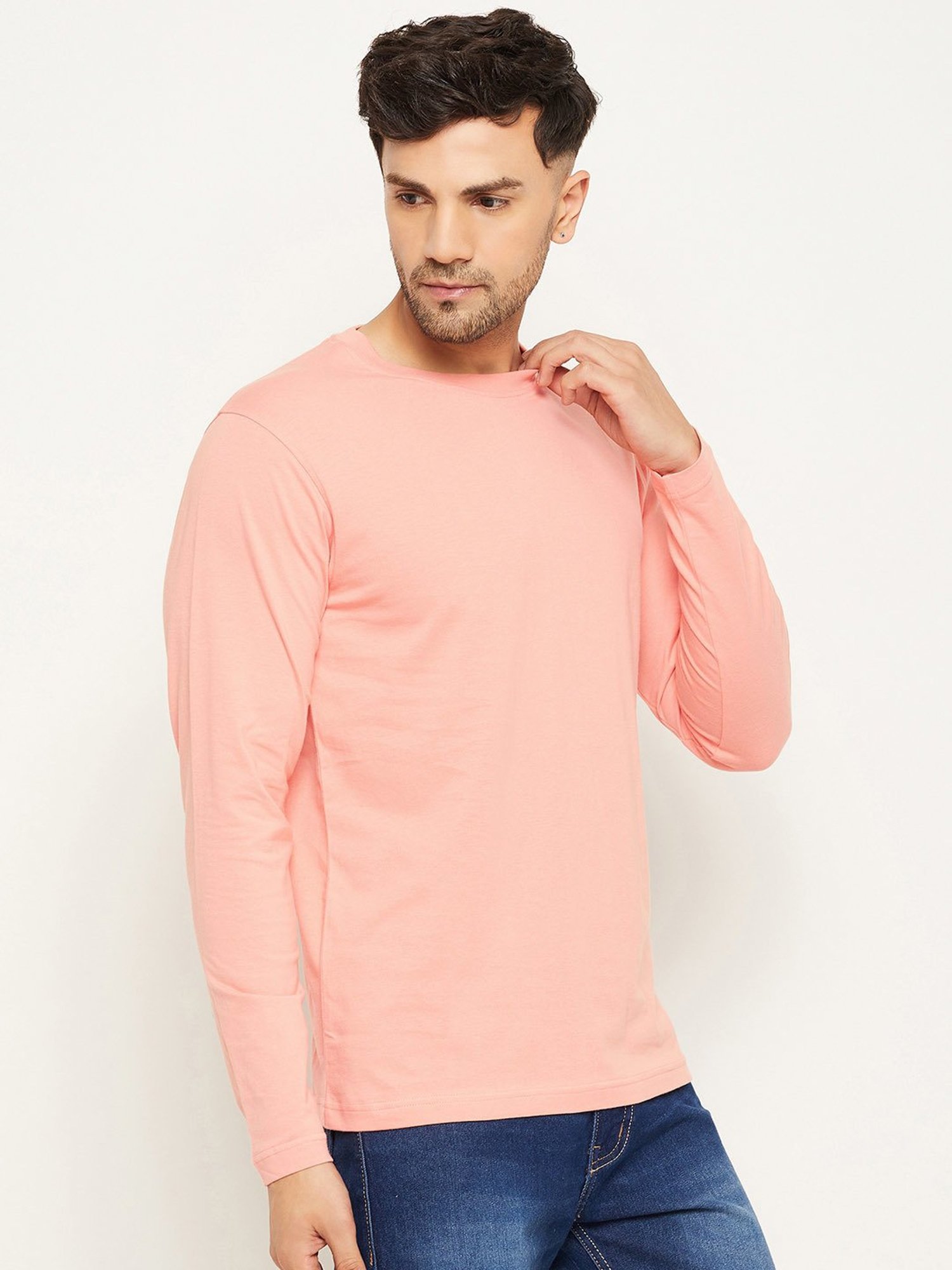 Club York Peach Regular Fit Printed Crew T-Shirt