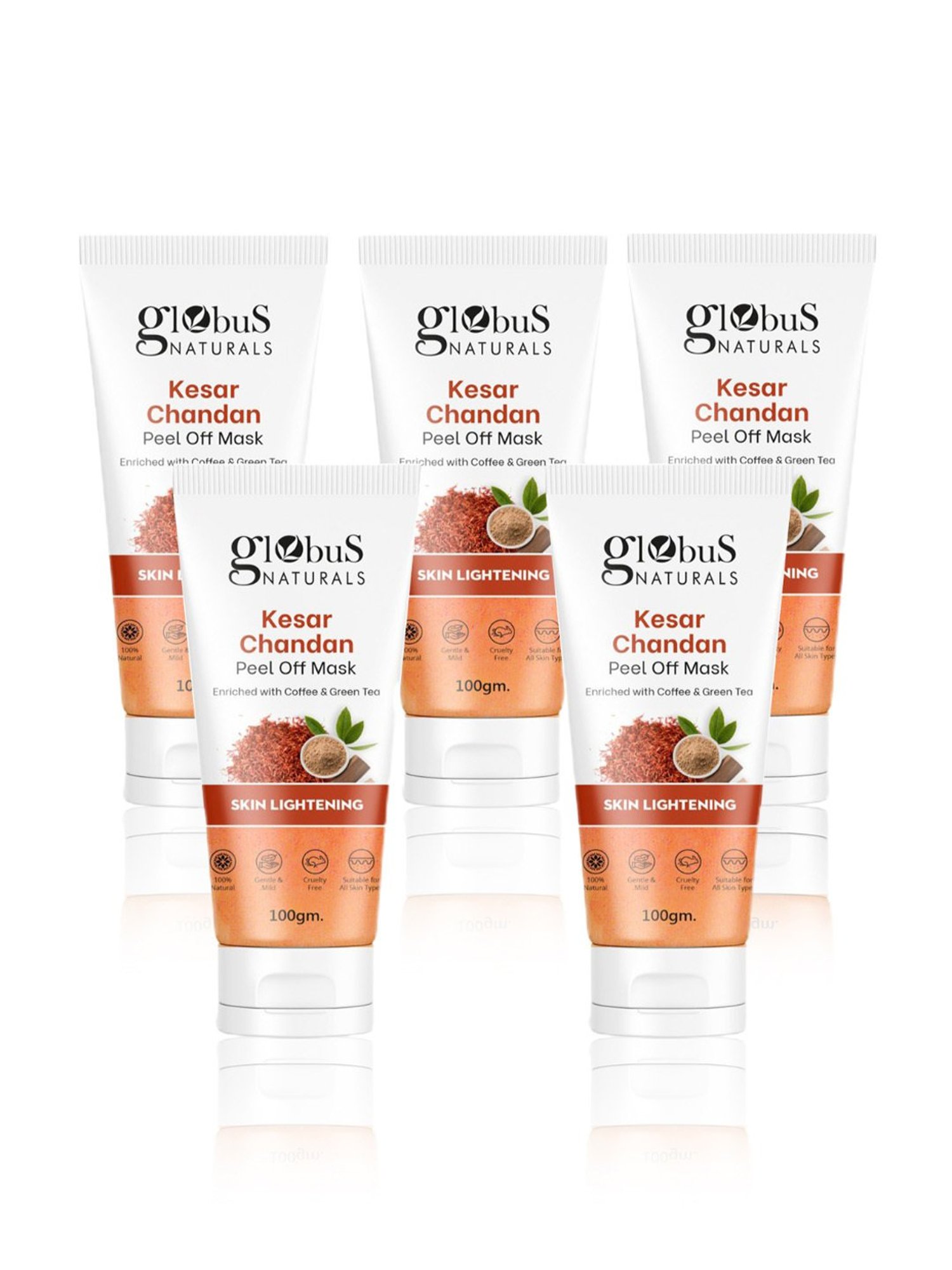 Globus Naturals Kesar Chandan Peel Off Mask - Pack of 5