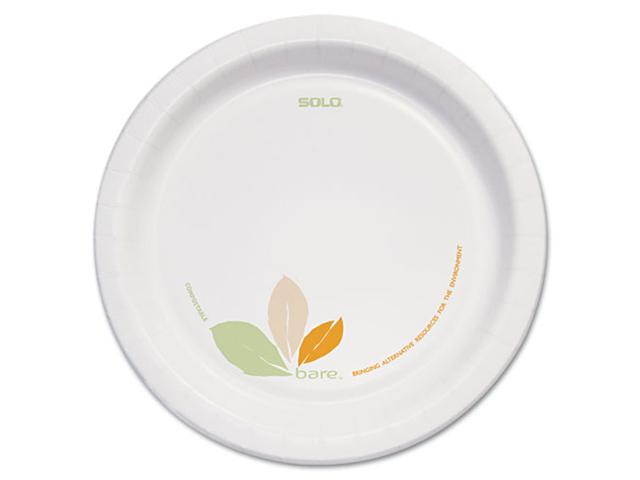 SOLO Cup Company OFMP9-J7234 Bare Paper Dinnerware, 8.5" Plate, Green/Tan, 250/Carton