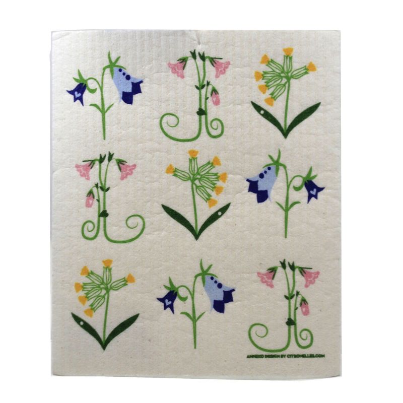 Swedish Dish Cloth 7.75" Tulips & Flowers Of Sweden Eco-Friendly Absorbant  -  Dish Cloth