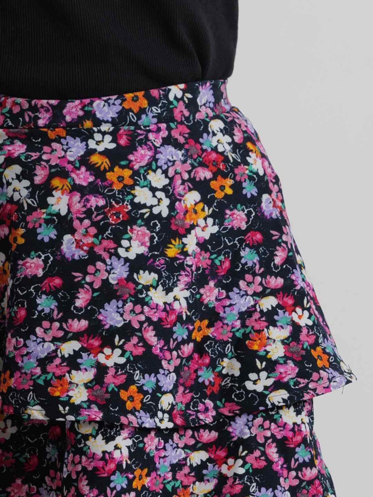 KIDS ONLY Black & Pink Floral Print Skirt