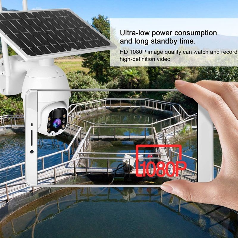 1080P HD Solar 4G Camera PTZ Security Camera Pan 355&deg;, Tilt 120&deg; Full Color Night Vision, IP66 Waterproof, PIR Motion Detection Alarm for Public/Home Security(US)