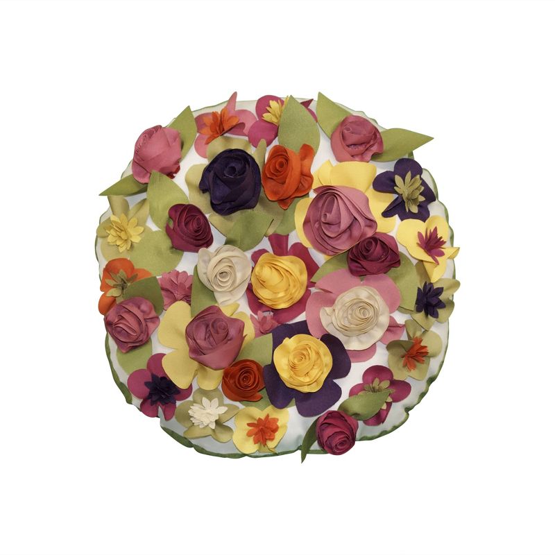 15" x 15" Dimensional Spring Floral Round Decorative Patio Throw Pillow - Edie@Home