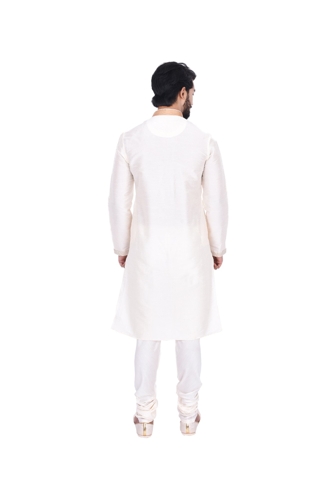 Manyavar Off White Self Design Kurta & Churidar Set