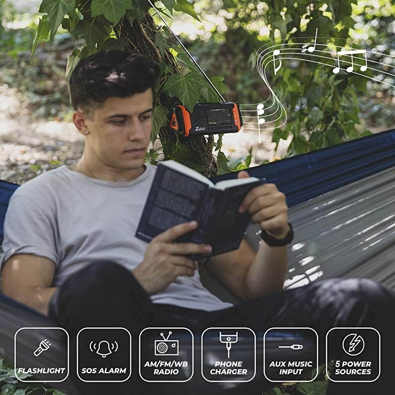 Radio with NOAA Weather Alert Hand Crank Solar Powered Hurricane Radio AM FM Weather Survival Radio with Battery Backup Flashlight Phone Charger SOS Alarm Bonus Survival Whistle