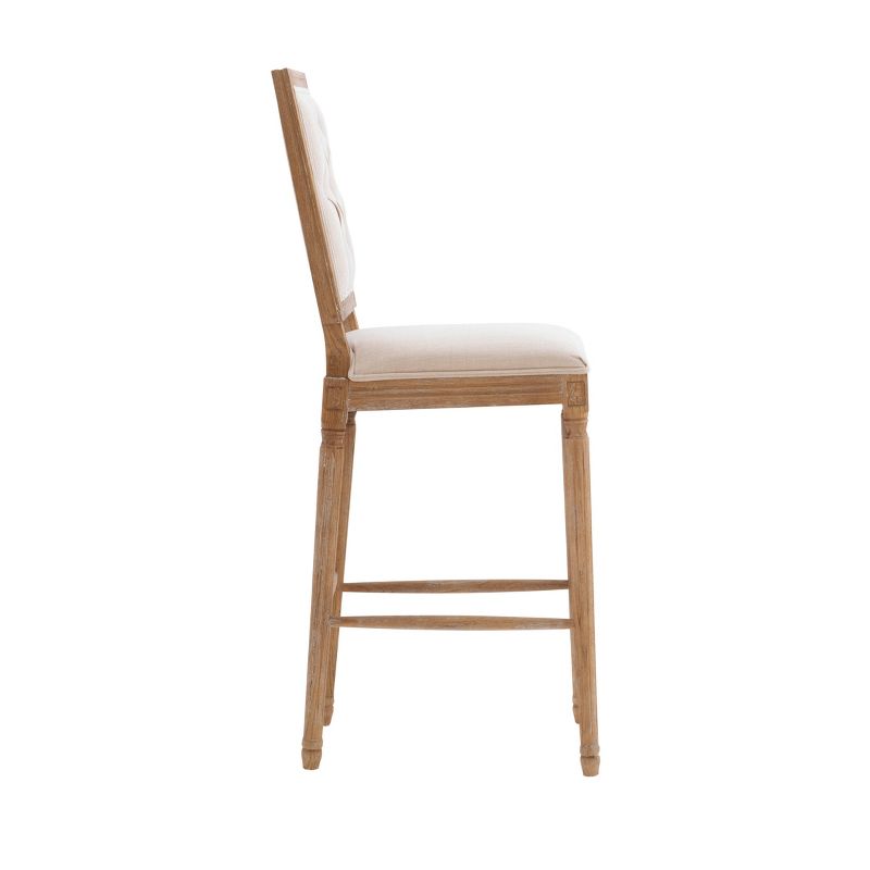 Avalon Linen Tufted Square Back Barstool White - Linon
