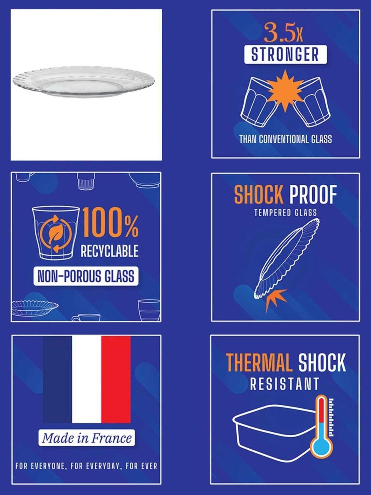 Pure Home and Living Transparent Glass Textured Dinner Plates