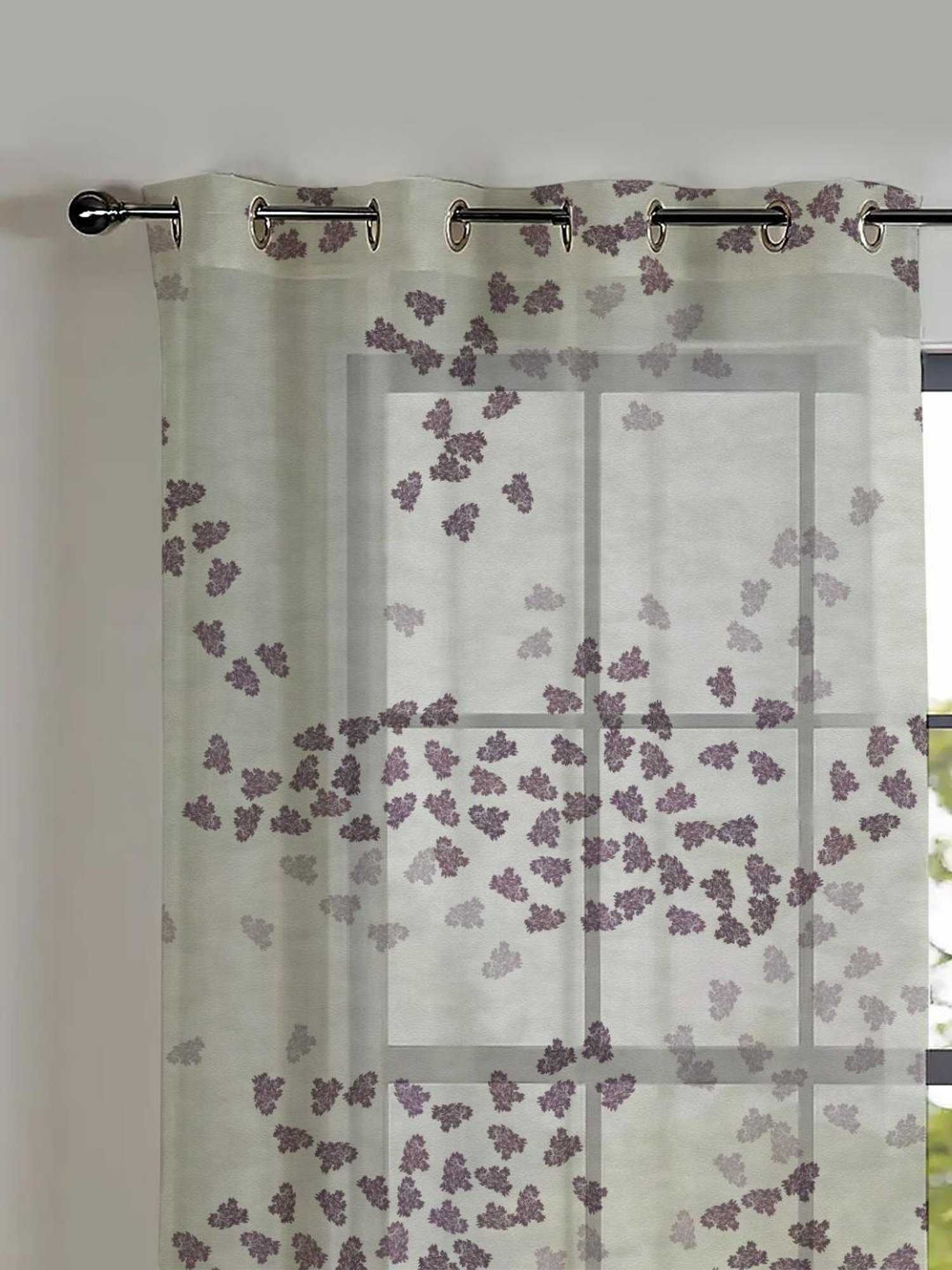 SPACES DRAPE STORY Elegent Digital Print Grey Polyester 5 ft Window Curtains - Set of 2