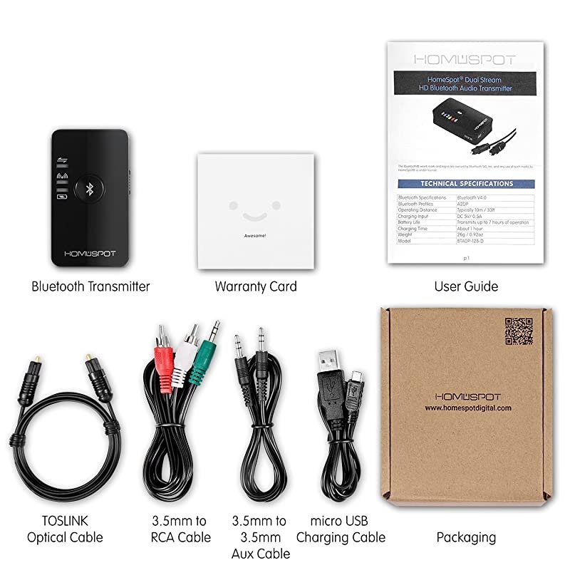 Bluetooth Transmitter for TV Audio Low Latency Wireless Audio Adapter for Headphones Bluetooth 40 no Lip Sync Digital Optical Dual Stream Toslink SPDIF 2 Devices Simultaneously