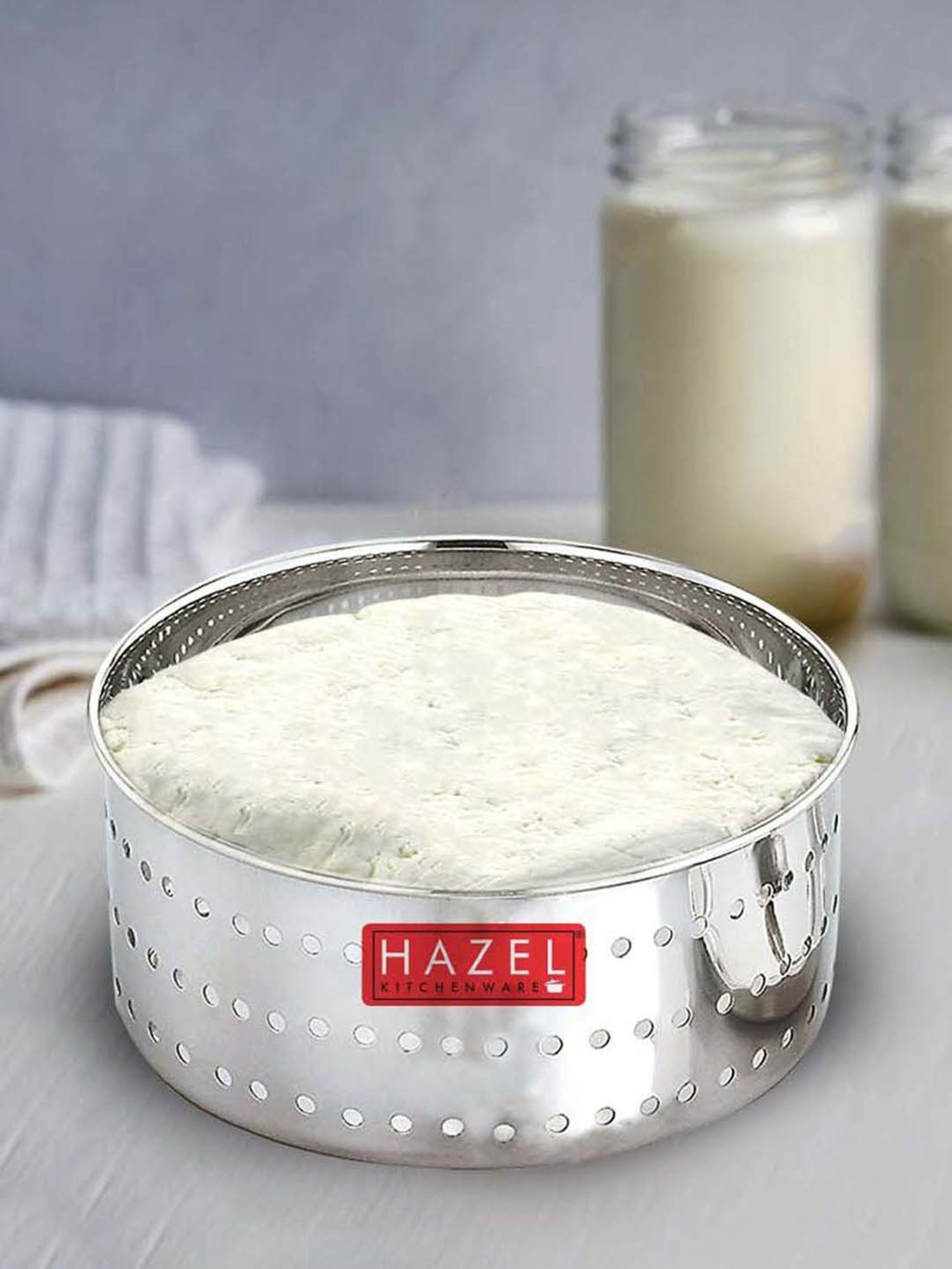 HAZEL Silver Stainless Steel Paneer Maker Container