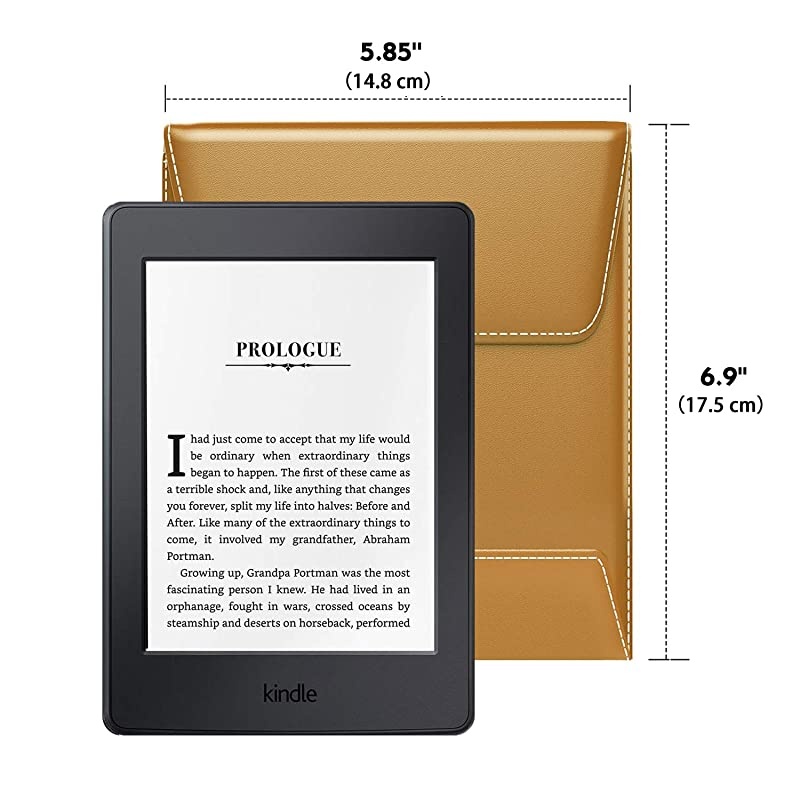 6 Inch Kindle Sleeve Case Fits All-New Kindle Paperwhite 2018/Kindle 10th Generation 2019, Protective PU Leather Cover Bag for Kindle Voyage/Kindle(8th Gen)/Kindle Oasis 6" E-Reader - Light Brown