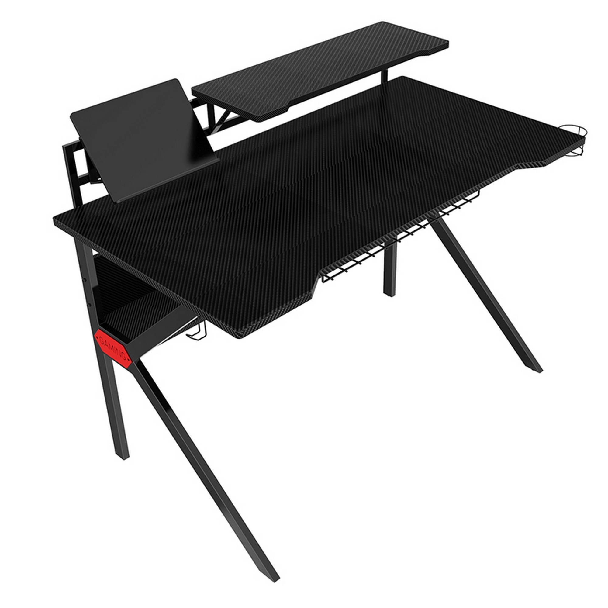 Gaming Desk 47.2" W x 23.6" D Office Computer Table, Black Gamer Workstation with 2 Cable Management Holes