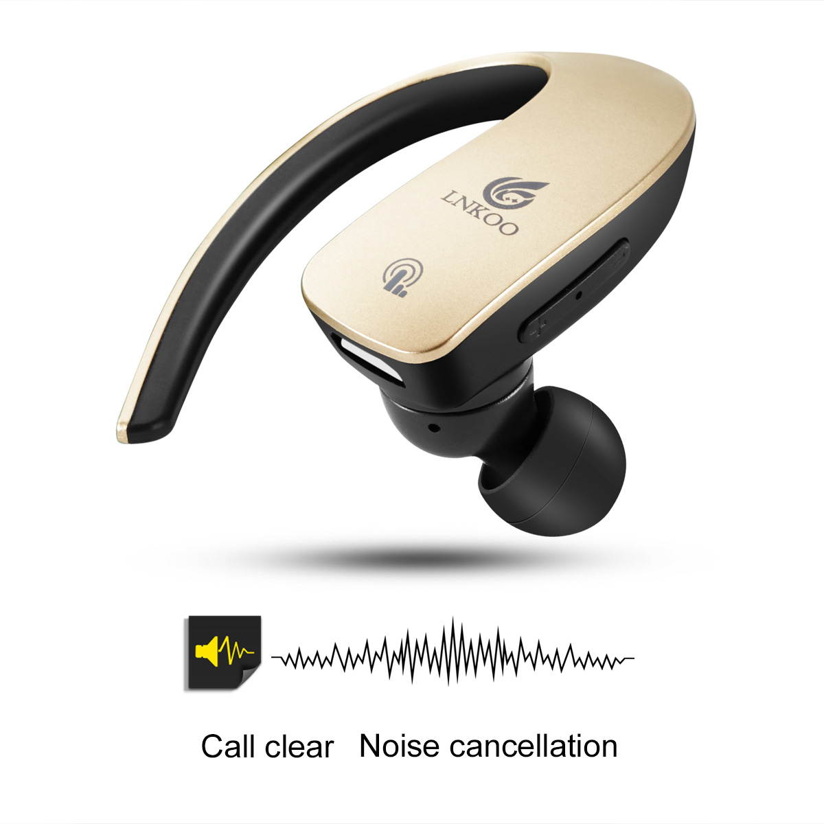 LNKOO Bluetooth Wireless Stereo In Ear Headset Earbuds With Mic - Hands-Free, Touch Sensitive Controls Headphones- Noise Isolation Technology - Silver