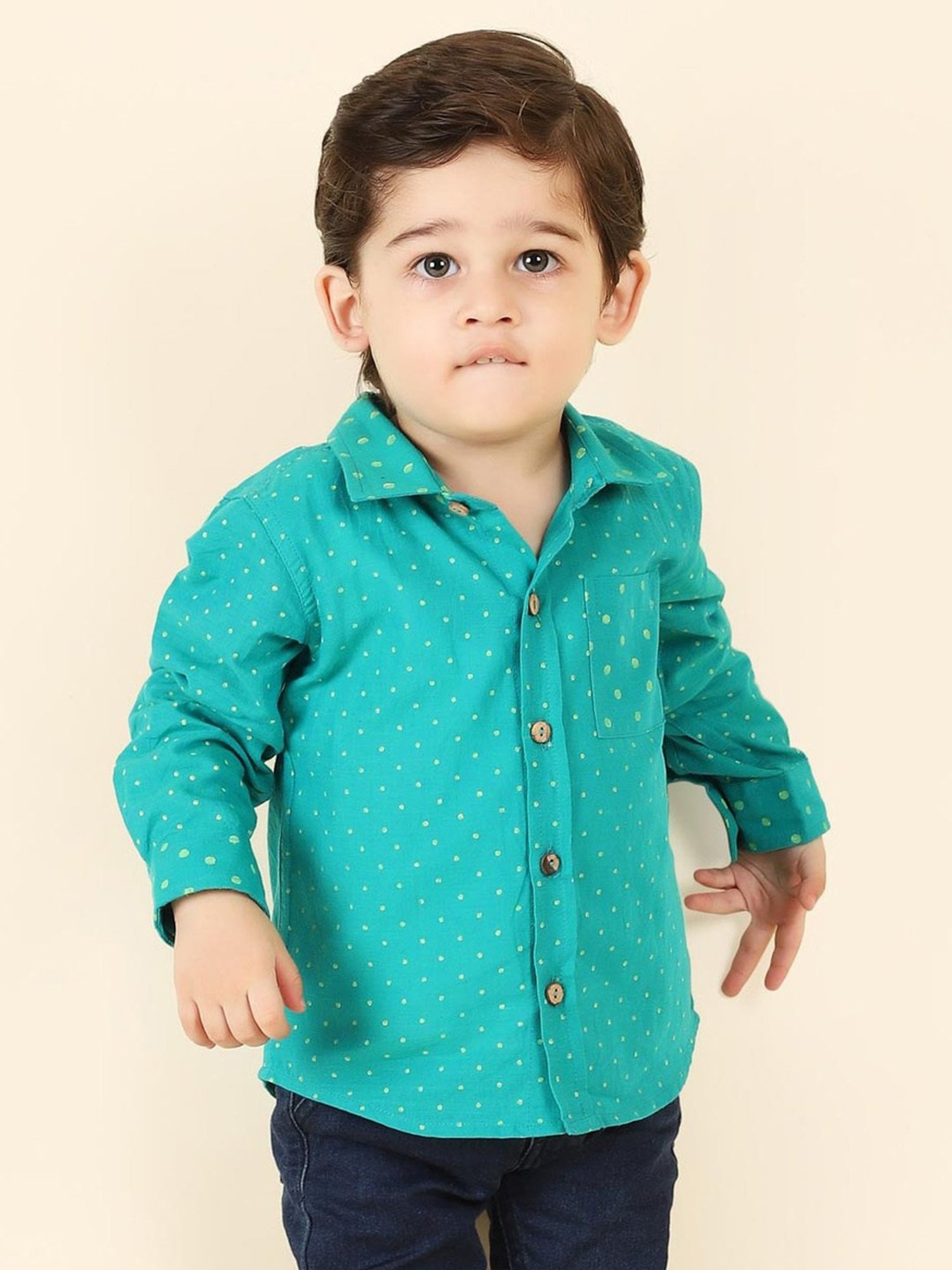 Pantaloons Baby White Cotton Printed Shirt