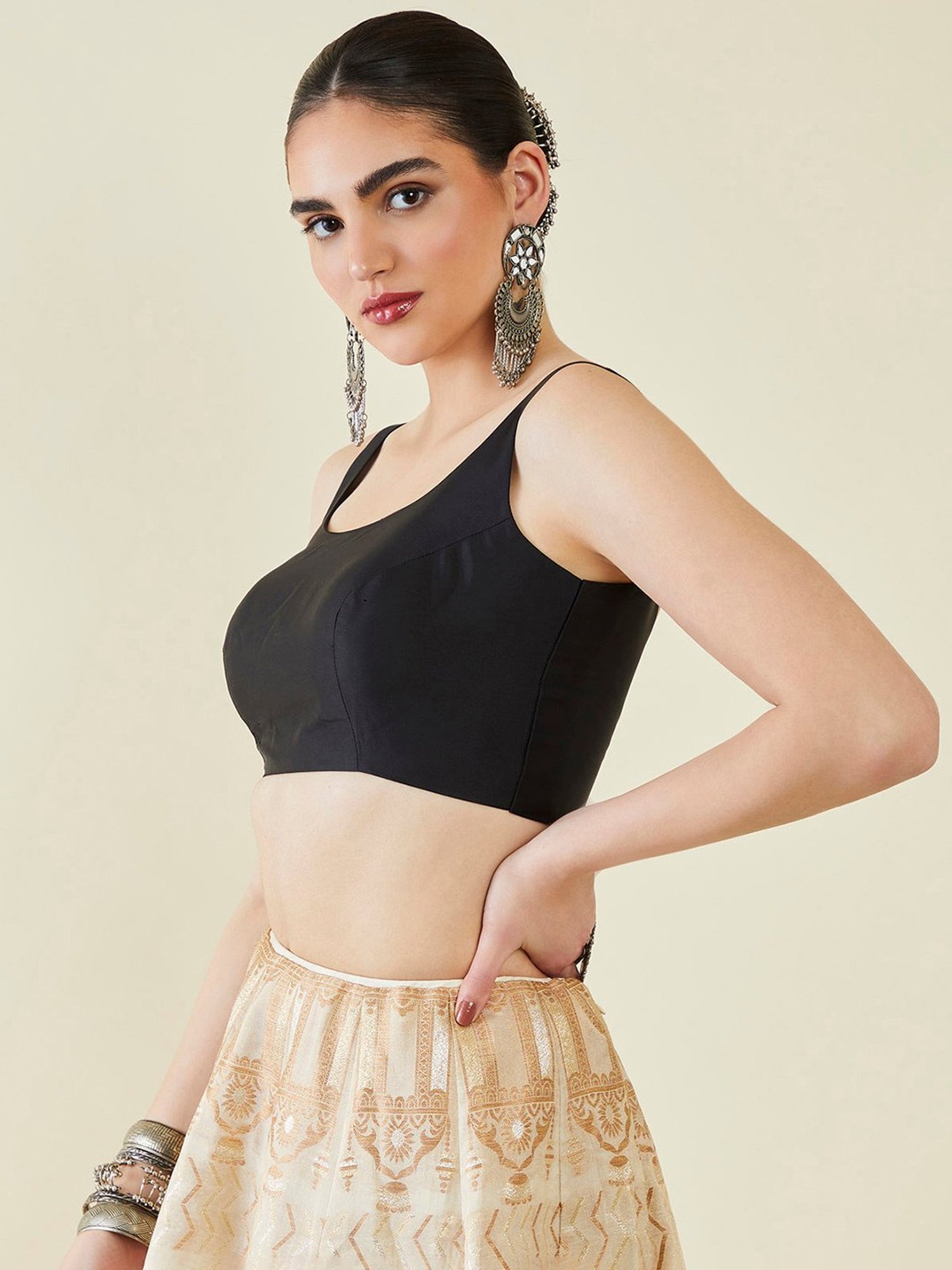 Soch Black Sleeveless Redymade Blouse