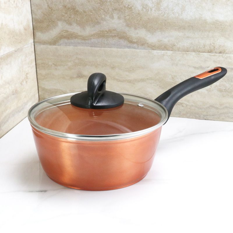 Gibson Home Hummington 1.7 Quart Titanium Sauce Pan with Lid in Copper