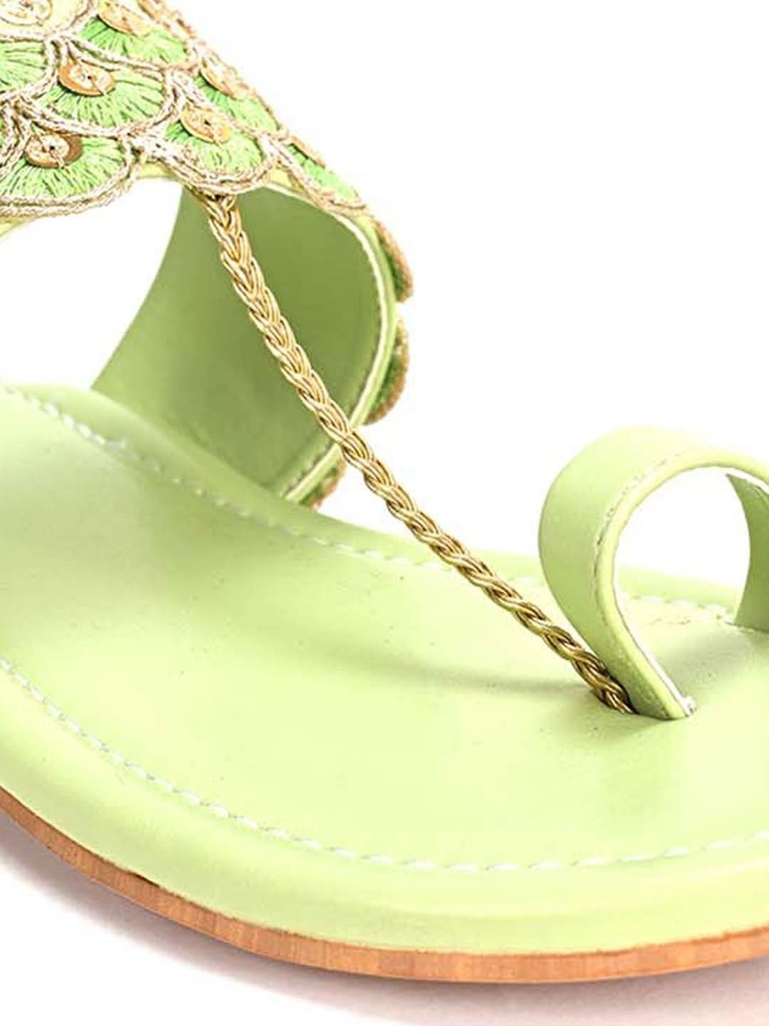 Scentra Women's Green Toe Ring Sandals
