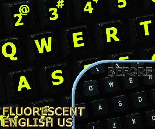 Glowing Fluorescent Large Lettering English US Keyboard Sticker