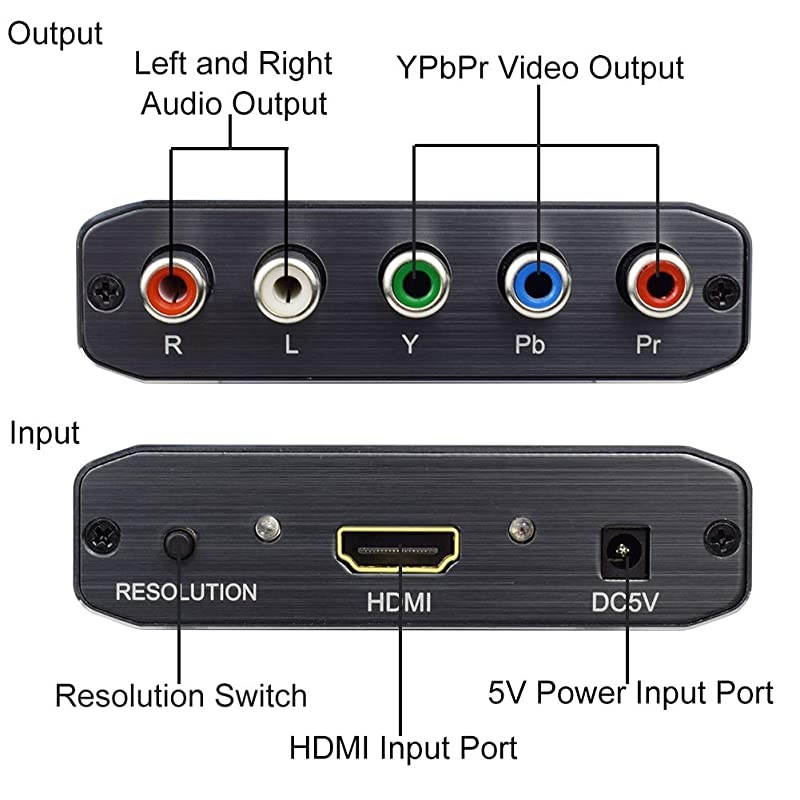 to Component Vedio ConverterMuosu to Ypbpr Scaler Input to Component Video + RL Audio Output Converter Adapter Support 1080p for PS3DVDAluminum