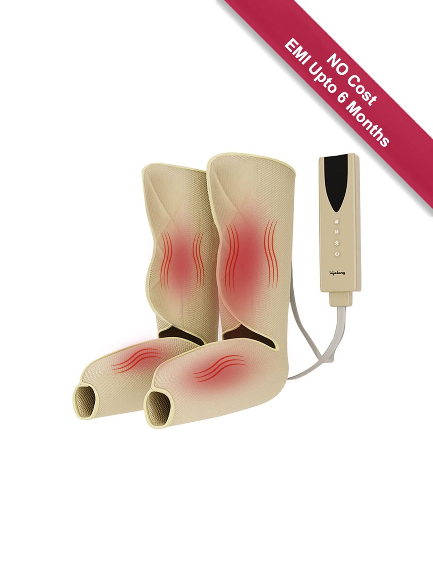 Lifelong LLM531 Rechargeable Air Pressure Massager for Calves with Heat and Vibration (Beige)
