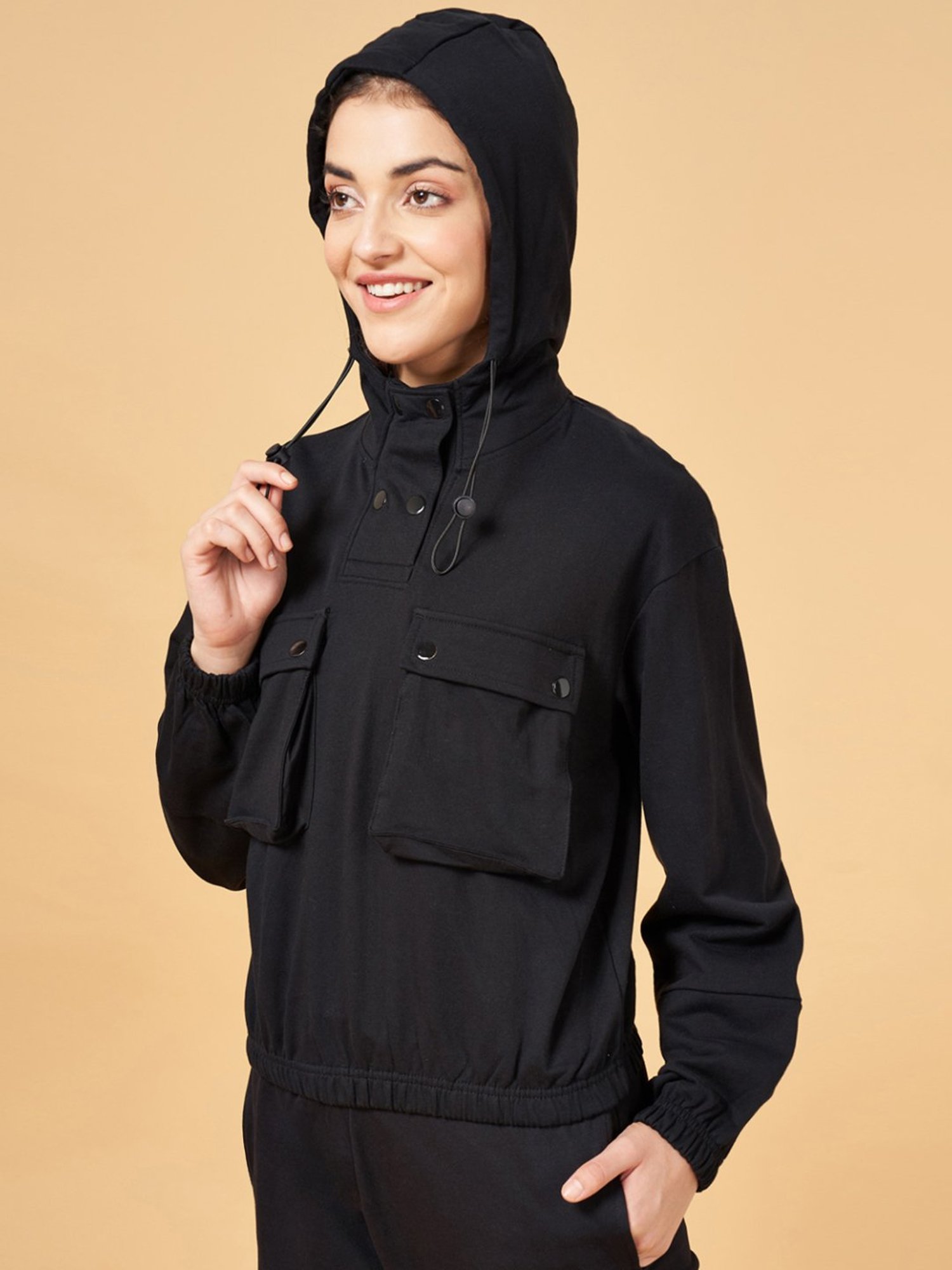 Ajile by Pantaloons Black Cotton Sports Sweatshirt