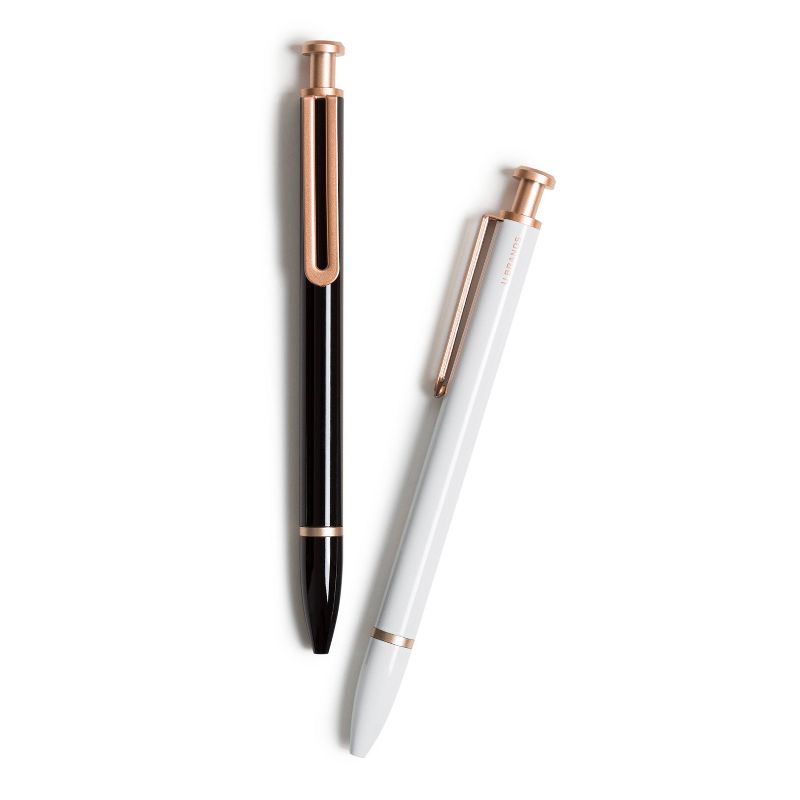 4pk Ballpoint Pens Monterey White-Black with Rose Gold Accents Black Ink - U Brands