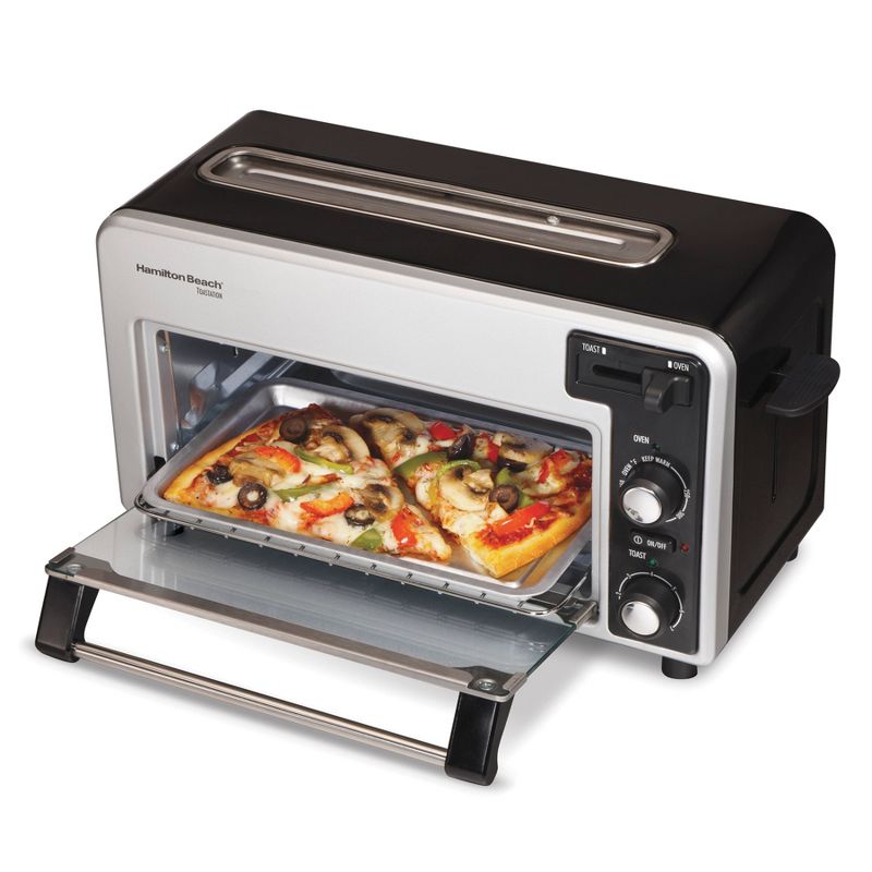 Toshiba MC25CEY-BS 6 Slice Small Stainless Convection Pizza Toaster Oven, Black
