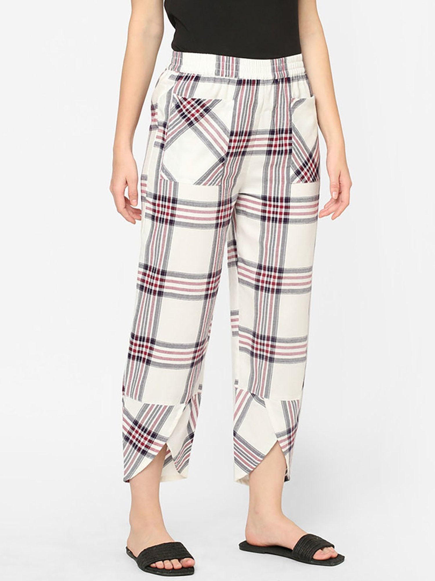 Mystere Paris Multicolor Cotton Checks Lounge Pants