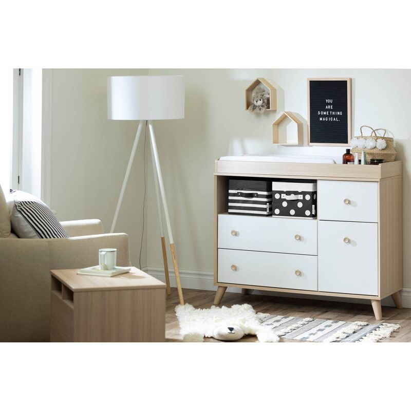 Yodi Changing Table with Drawers - Soft Elm and Pure White - South Shore