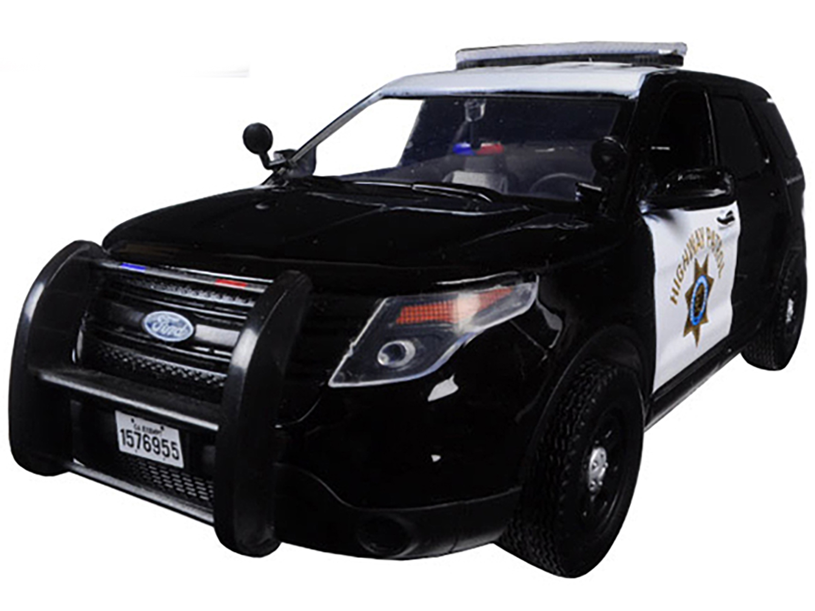 2015 Ford Interceptor Police Utility "California Highway Patrol" (CHP) Black and White 1/24 Diecast Model Car by Motormax