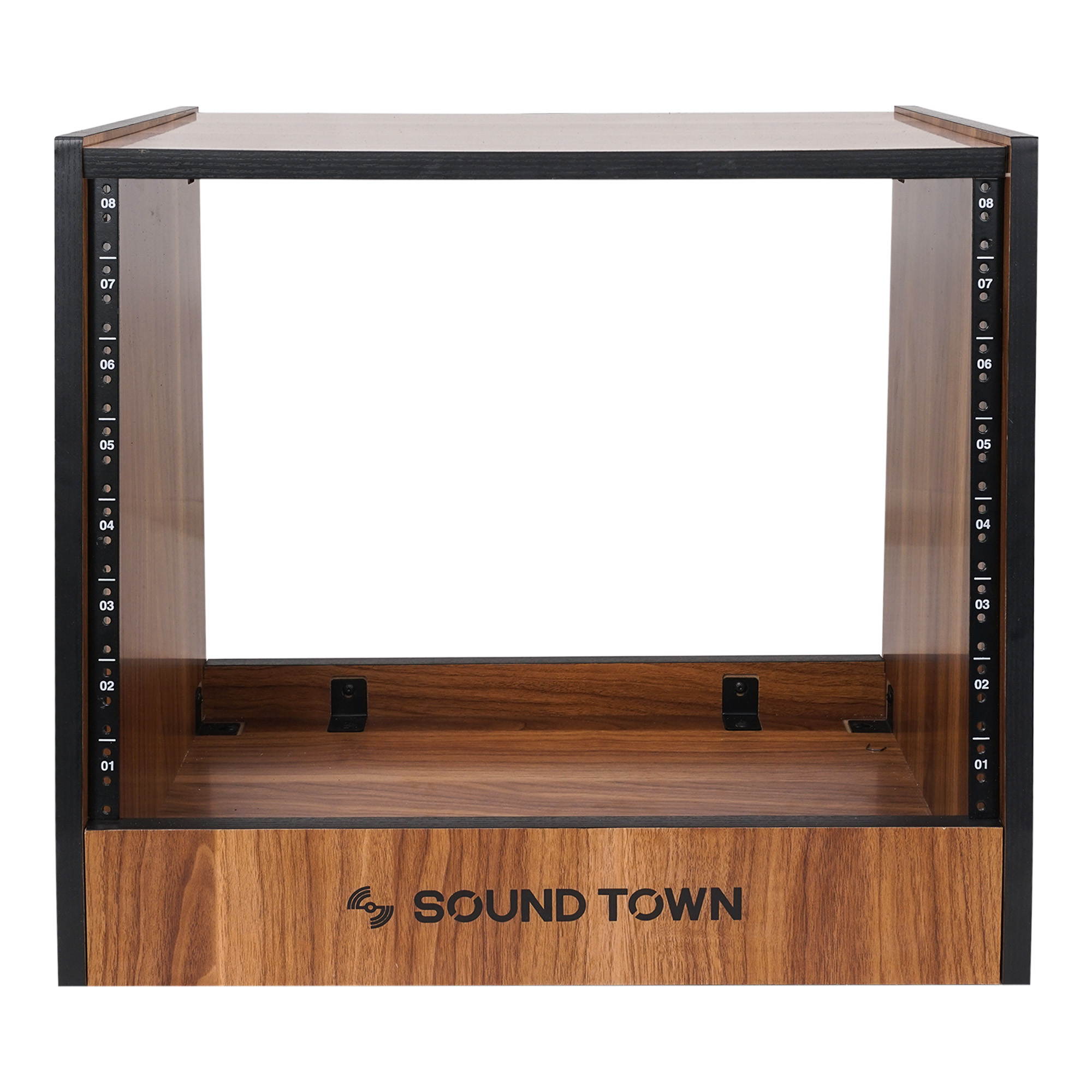 Sound Town DIY 8U Studio Rack with Furniture Grade Walnut Laminate (SDRK-8WN)
