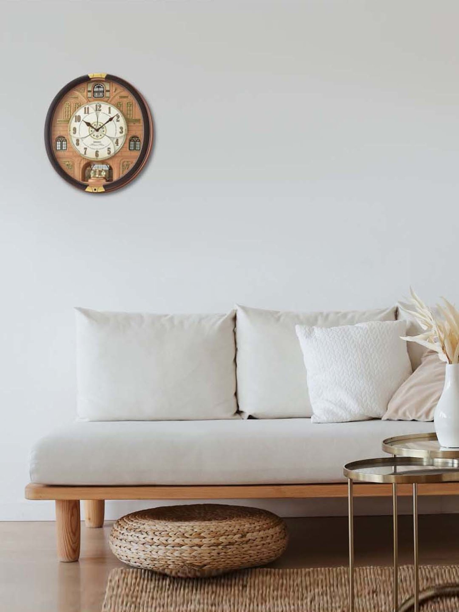 Seiko Brown Plastic Melodies In Motion Chime Oval Analog Musical Wall Clock