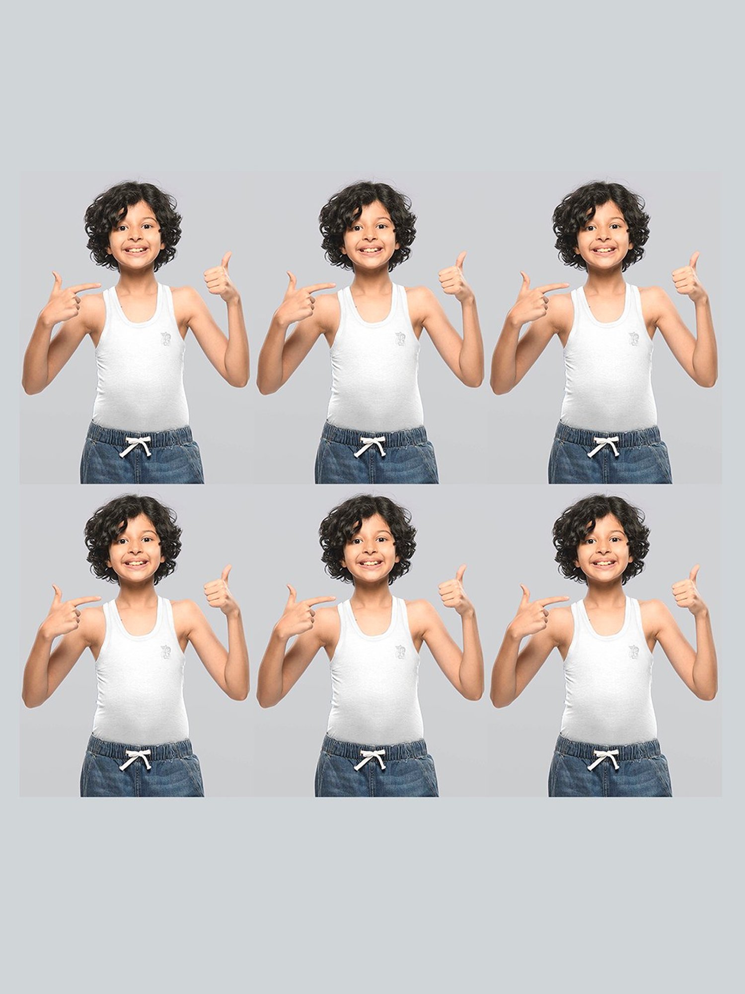 Lux Venus Boys White Solid Vest (Pack Of 6)